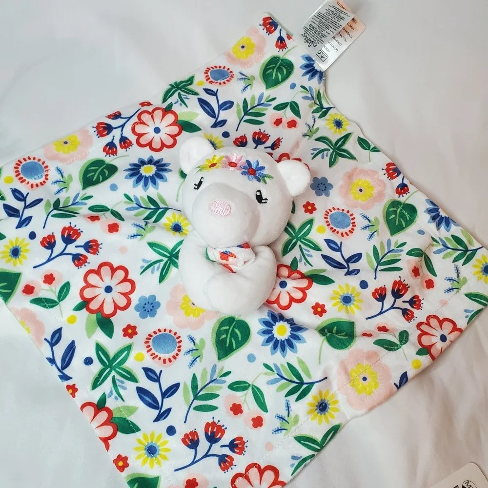 Baby Essentials Floral Bear Snuggle Lovey Security‎ Blanet Toy Spring Summer